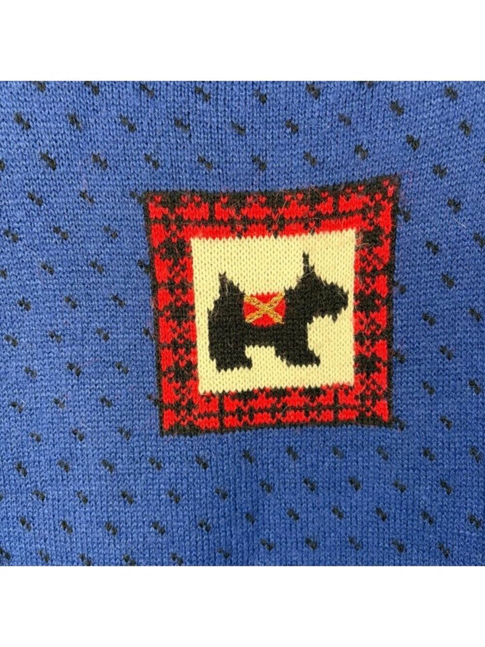 Vintage Scottie Dog Sweater Small Blue Scottish Terrier Dog Novelty Graphic Knit - Picture 8 of 11